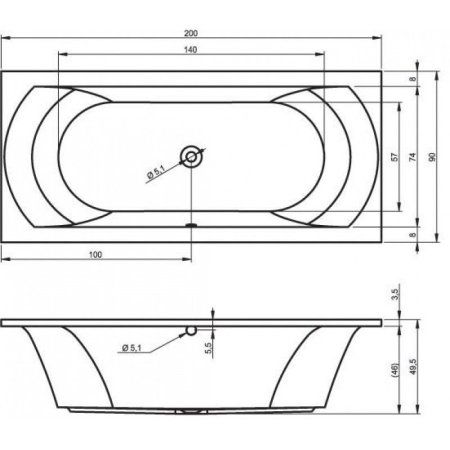 Ванна акриловая Riho Lima BB4900500000000 200x90