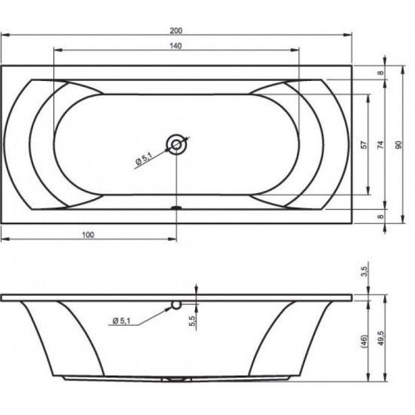 Ванна акриловая Riho Lima BB4900500000000 200x90