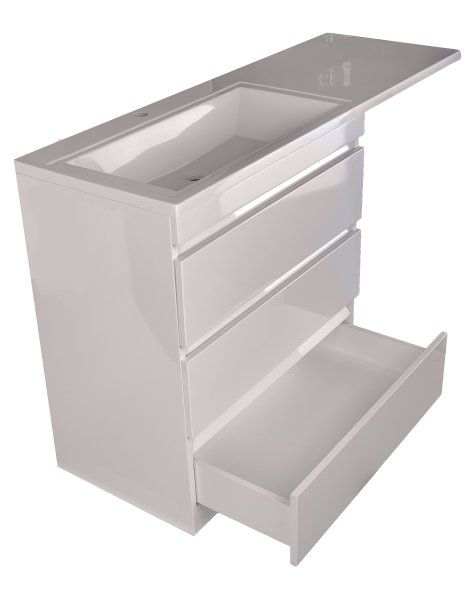 Тумба напольная "Даллас 150", 3 ящика, Люкс белая, PLUS Style Line СС-00002305