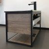 Тумба-умывальник COMFORTY "Бонн-90" дуб темный с  раковиной COMFORTY 90E черная матовая