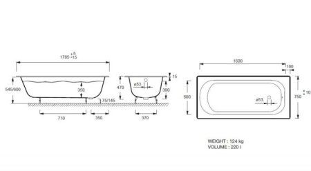 Чугунная ванна Jacob Delafon Catherine E2953-00 170х75 с ручками