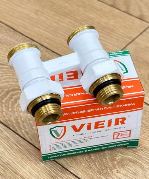 Узел нижнего подключения радиатора прямой с адаптерами 1/2" x 3/4" Vieir VR308-F