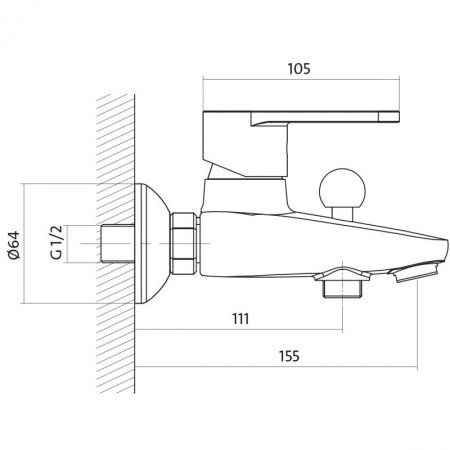 Смеситель Cersanit Cari 63026 для ванны, хром