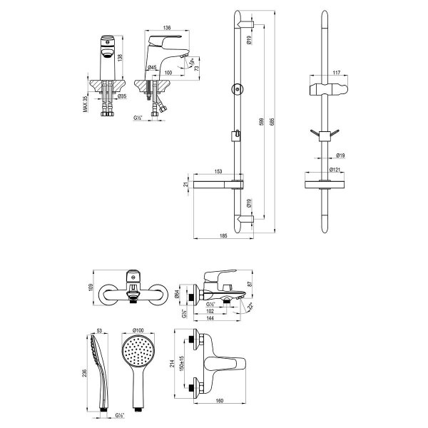 Комплект для ванны и душа Lemark SET "3 в 1" (LM7304C)