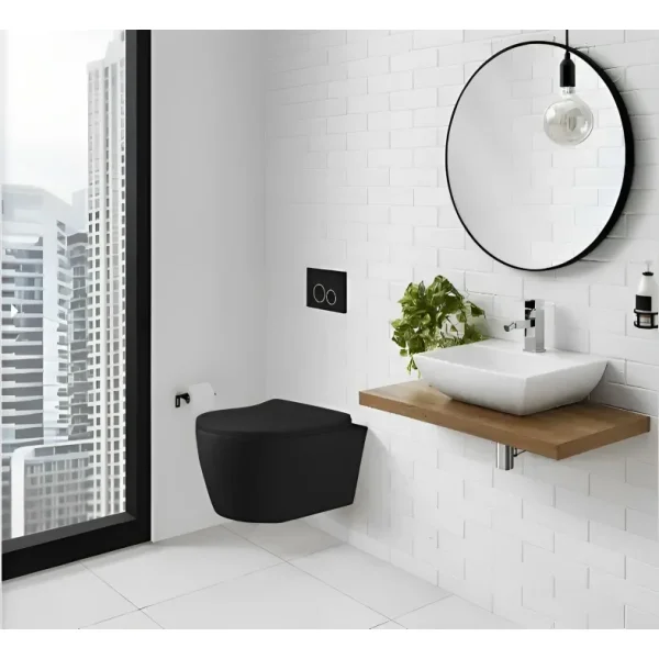 Унитаз подвесной Ceruttispa Sella Aria CT10016 безободковый, с сиденьем микролифт, черный матовый