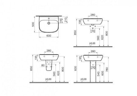 Раковина VitrA Zentrum 5633B003-0001 60