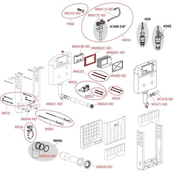 Система инсталляции для унитазов AlcaPlast Renovmodul AM115/1000E для замуровывания в стену