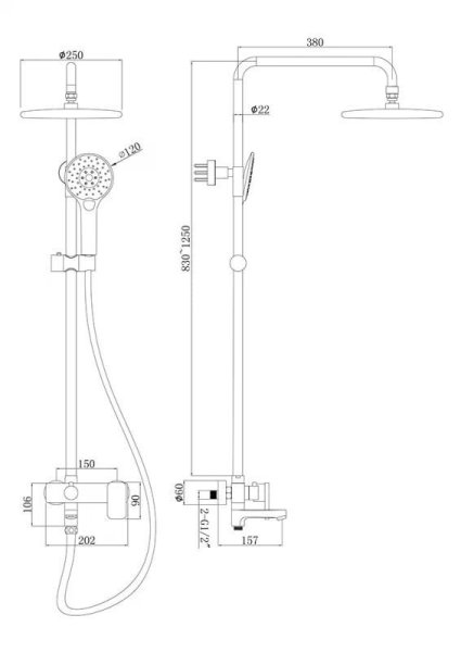 Душевая колонна со смесителем для ванны Bravat Riffle (F6336370CP-A-RUS)