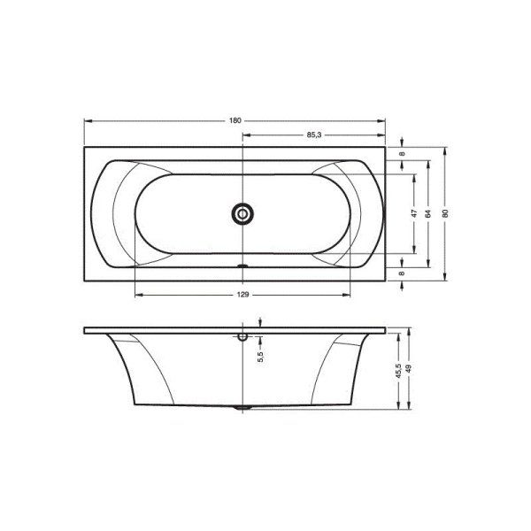 Ванна акриловая Riho Lima BB4600500000000 180x80 сифон справа