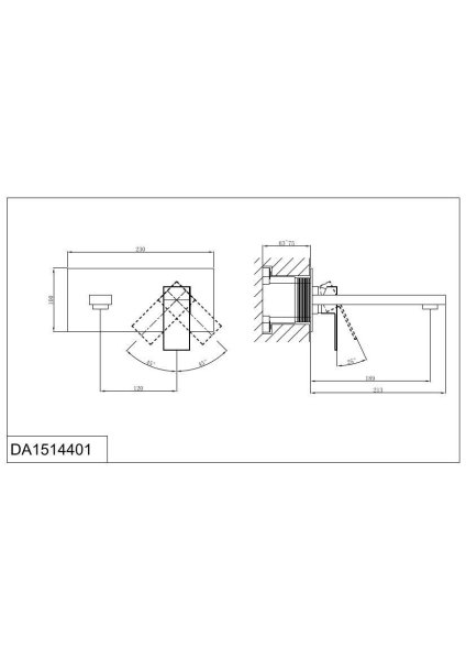 Смеситель D&K для раковины встраиваемый настенный Bayern.Liszt (DA1514401)