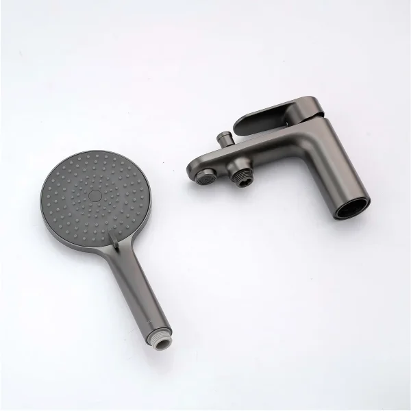 Смеситель на борт ванны Aquatek Ника AQ1844BGM с душевым гарнитуром, оружейная сталь матовый