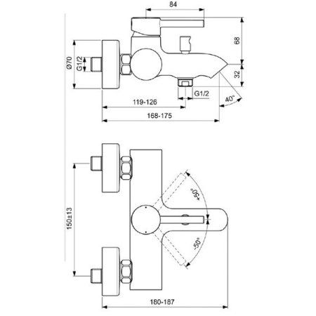 Смеситель Ideal Standart Kolva BC675U5 для ванны, белый