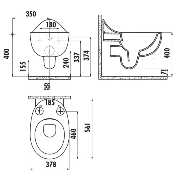 Унитаз подвесной Creavit Foglia FG321-00CB00E-0000 безободковый, с функцией биде, белый