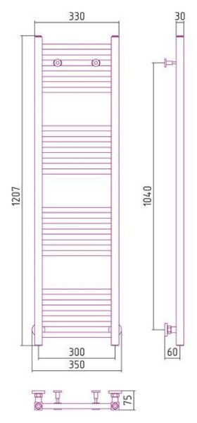 Полотенцесушитель водяной Сунержа Модус 1200х300 хром