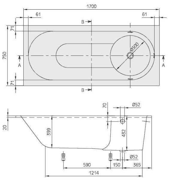 Ванна Villeroy&Boch Libra UBQ170LIB2V-01 170x75 alpin
