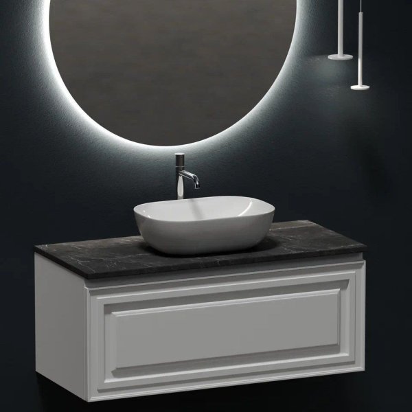 Столешница Sancos TT100A1X 100х46 с отверстием под смеситель, Black Sky