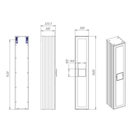 Шкаф-пенал La Fenice Cubo FNC-05-CUB-G-30 Grigio серый матовый