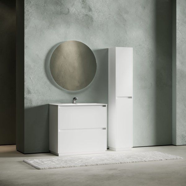Тумба под раковину SANCOS Libra Floor напольная, 890х450х840, c двумя ящиками оснащенными доводчиками, белый глянец ,  LB90FW