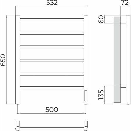 Полотенцесушитель электрический Terminus Аврора П6 50х65 4670078531155, хром