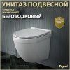 Унитаз подвесной Teymi Iva безободковый, сиденье микролифт T40601