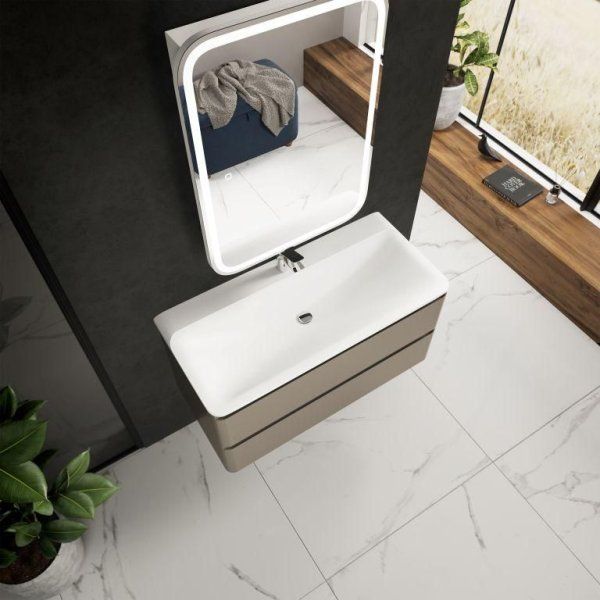 Тумба под умывальник подвесная AQUAme "S4" AQM900410BR 100 см., цвет бежевый.