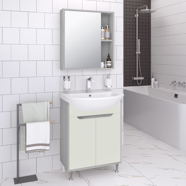 Зеркальный шкаф Runo Эко 60 СЕРЫЙ (00-00004676)