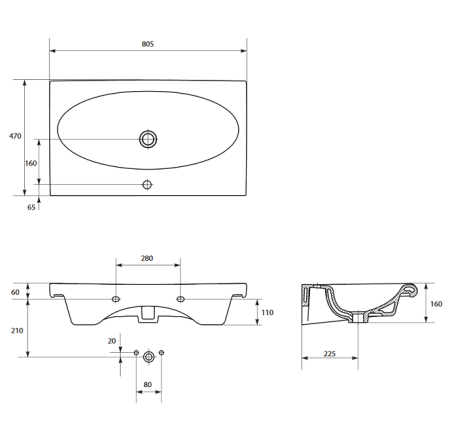Раковина Cersanit Nature UM-NTR80/1 80