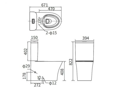 Унитаз напольный AB2232H / бачок AS8232D / крышка AB2232