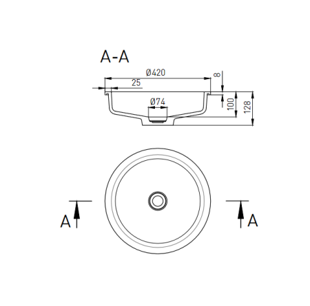 Раковина Salini Marea 04 1802204M 42x42 белый матовый