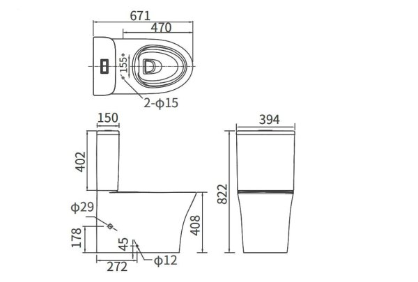 Унитаз напольный AB2232H / бачок AS8232D / крышка AB2232