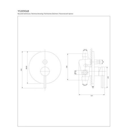 Смеситель Omnires Y Y1235GLB для ванны, брашированное золото