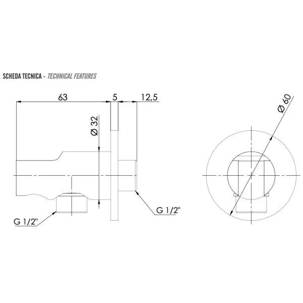 Подключение для душевого шланга с держателем Remer 337MXV