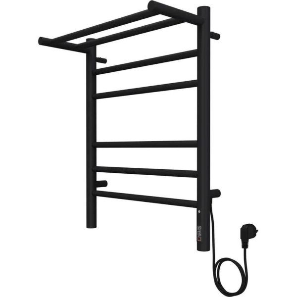 Полотенцесушитель электрический с полкой Terminus Аврора П6 45х60 КС 905, черный матовый 4670078556912, черный