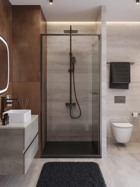 Душевая дверь Cezares Lux LUX-B-FS-1-100-C-GM 100 см, профиль оружейная сталь матовый, стекло прозрачное