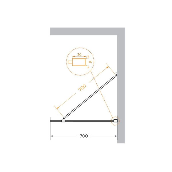 Душевая перегородка Cezares Liberta LIBERTA-L-1-TB-70-C-NERO прозрачное/черный матовый