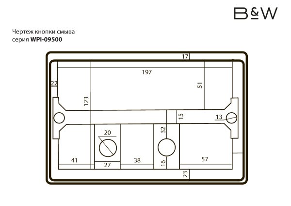 Клавиша смыва B&W WPI-09544 серия V, цвет: Silver Coated (244х162х11)