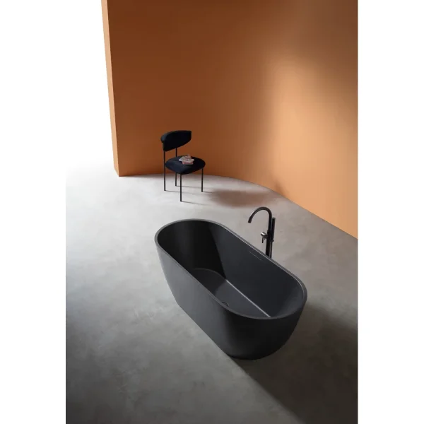 Ванна из литьевого мрамора Abber Frankfurt AM9941B 170x75 см, отдельностоящая, черный матовый