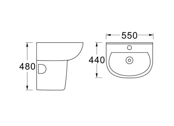 Полупьедестал для раковины AQ5421-00 300*240*340,белый