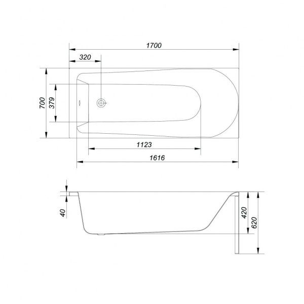Акриловая ванна Cersanit Flavia P-WP-FLAVIA*170NL 170х70