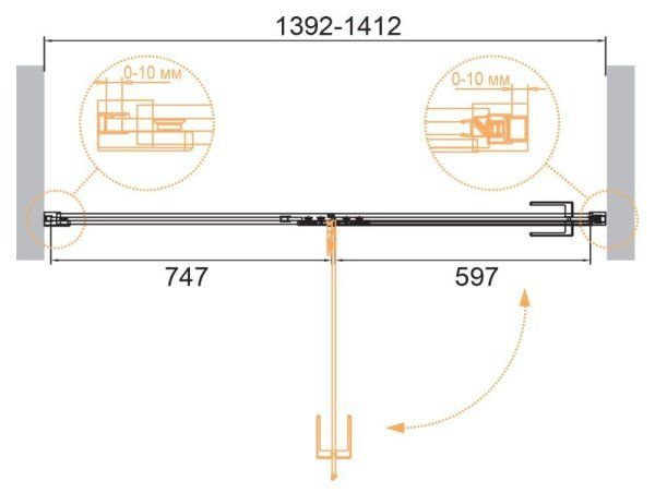 Душевая дверь Cezares Bellagio BELLAGIO-B-12-140-C-NERO прозрачное стекло