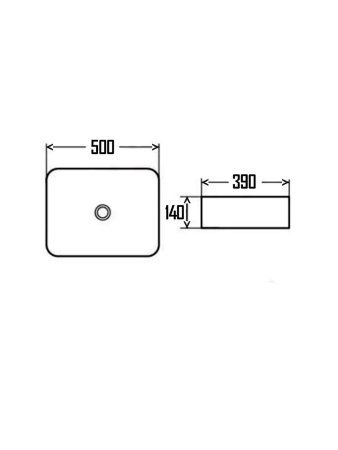 Раковина накладная прямоугольная AQUAme AQM5010 500x390x140