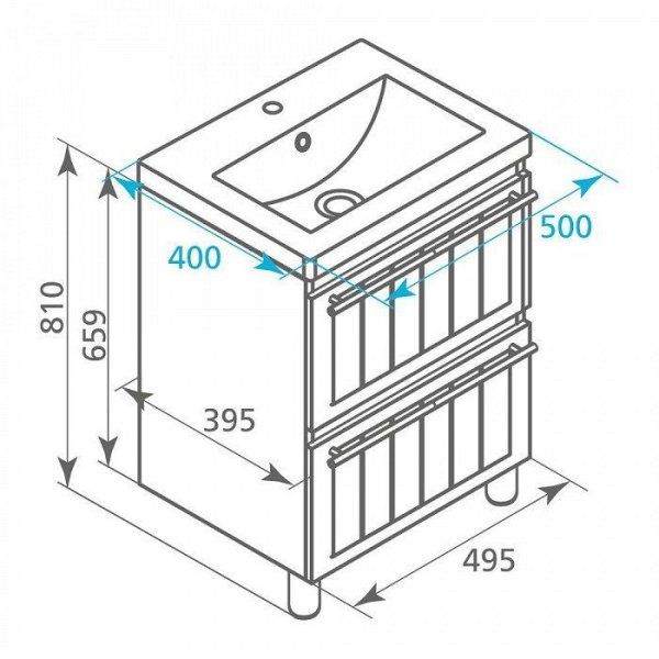 Тумба с раковиной Milardo Magellan 50 напольная белая (MANYG5BA0WOD0MGJ95SUK)