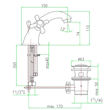 Смеситель для раковины Webert Armony AM700108015, хром