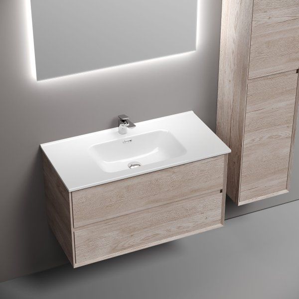 Тумба подвесная SANCOS Marmi 2.0 890х445х520 с двумя ящиками оснащенными доводчиками скрытого монтажа, дуб галифакс натуральный,  MR2.090EG