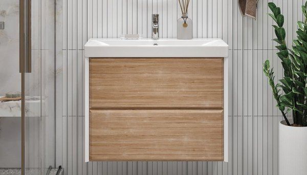 Тумба подвесная Velvex Gesso 80.2Y, белый/дуб сонома (tp.GES.9696.80.2Y белый матовый/дуб сонома)