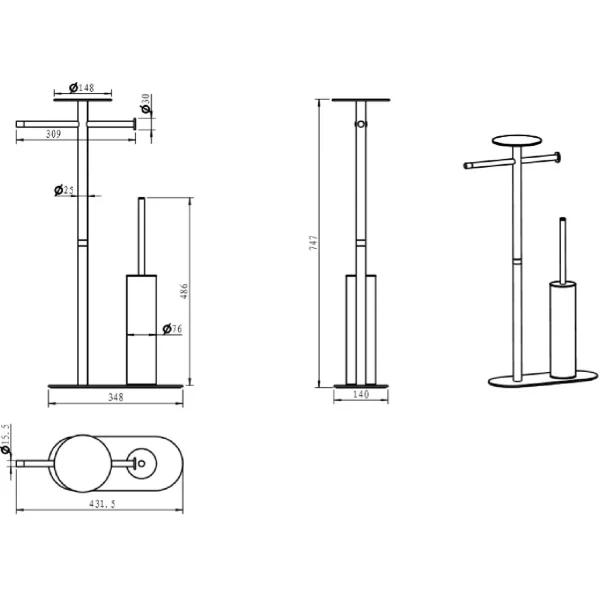 Комплект для туалета Boheme Venturo 10953-CB напольный, медь матовая