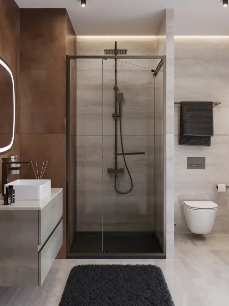 Душевая дверь Cezares Lux LUX-B-FS-1-100-C-GM 100 см, профиль оружейная сталь матовый, стекло прозрачное