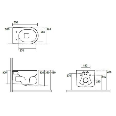 Чаша для подвесного унитаза Kerasan Nolita 531475 бургундский матовый