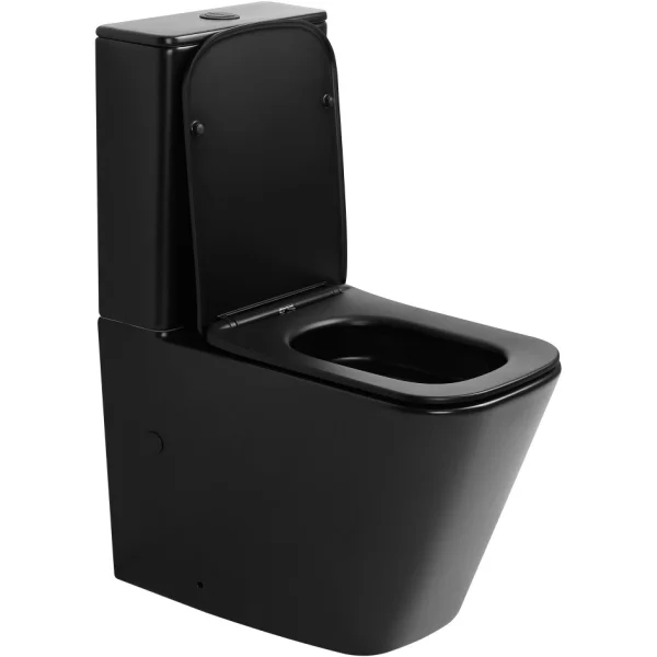 Унитаз-компакт Abber Rechteck AC1210TMB безободковый, торнадо, с сиденьем микролифт, черный матовый