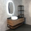 Тумба-умывальник COMFORTY "Порто-120-1" дуб тёмно-коричневый с черной столешницей c раковиной COMFORTY 9110